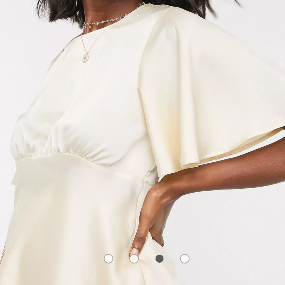 Asos Design Maternity Top With Flutter Sleeve In … - image 3